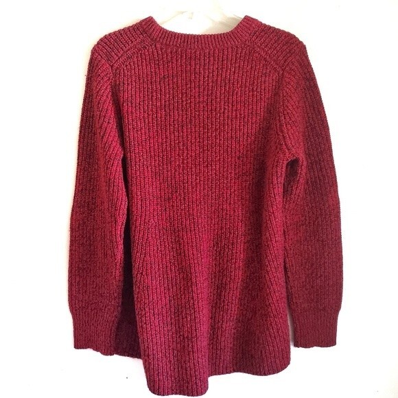 Athleta Sierra Red Marl Crew Neck Chunky Knit Sweater Wool Blend Large - Picture 4 of 8